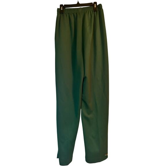 Vintage Blair Women's Polyester Pants Sewn in Front Pleat Slit Pockets Green 10T - Picture 2 of 5